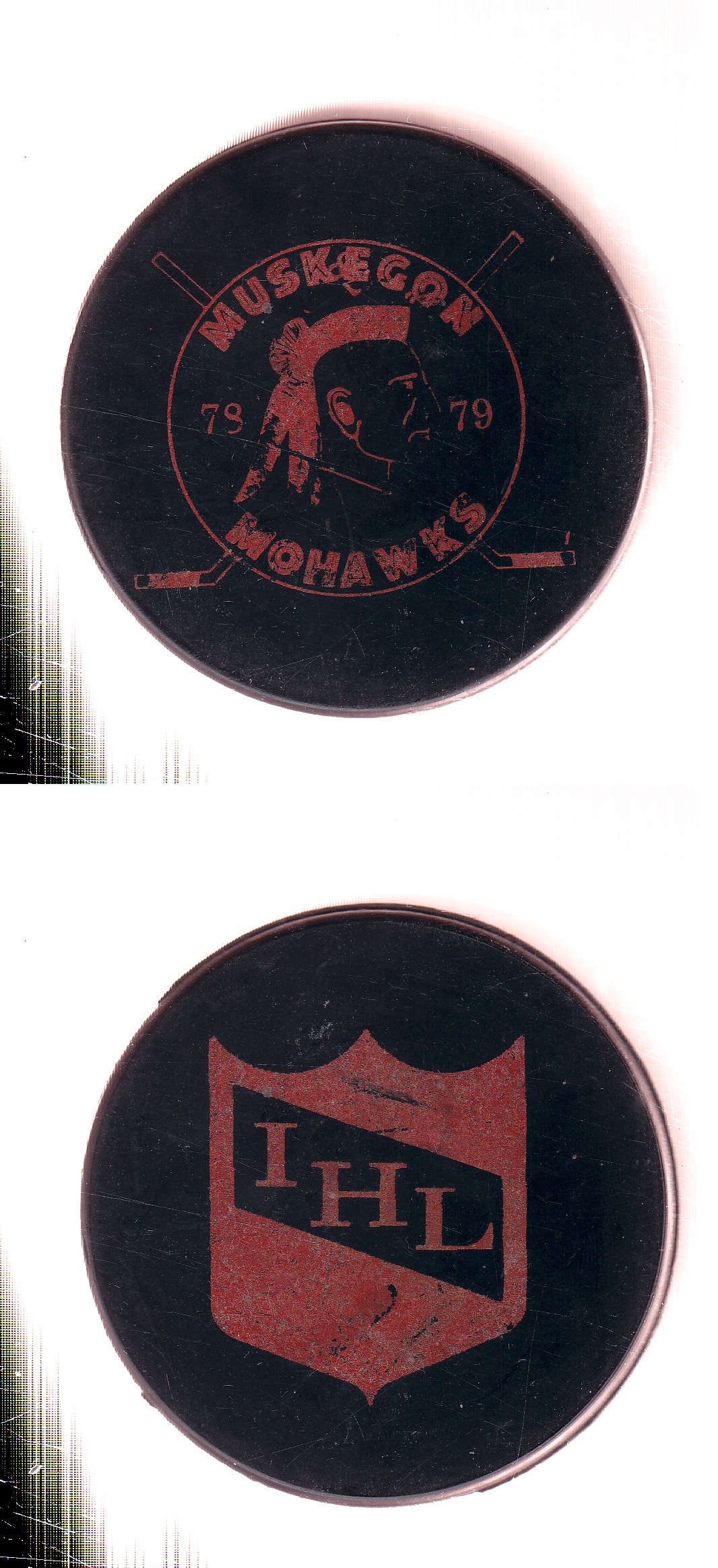1978-79 VICEROY MUSKEGON MOHAWKS GAME PUCK photo