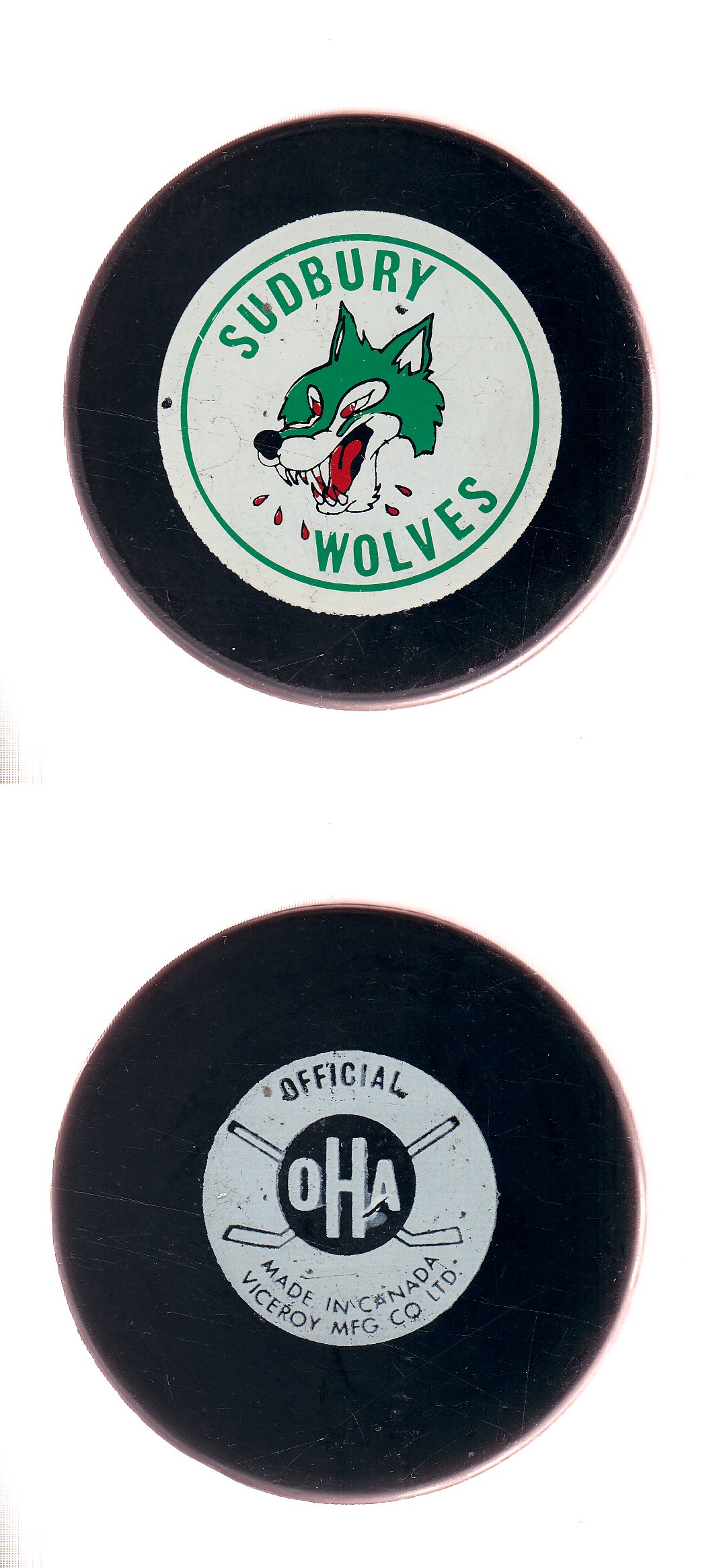 1980-81 VICEROY SUDBURY WOLVES GAME PUCK photo