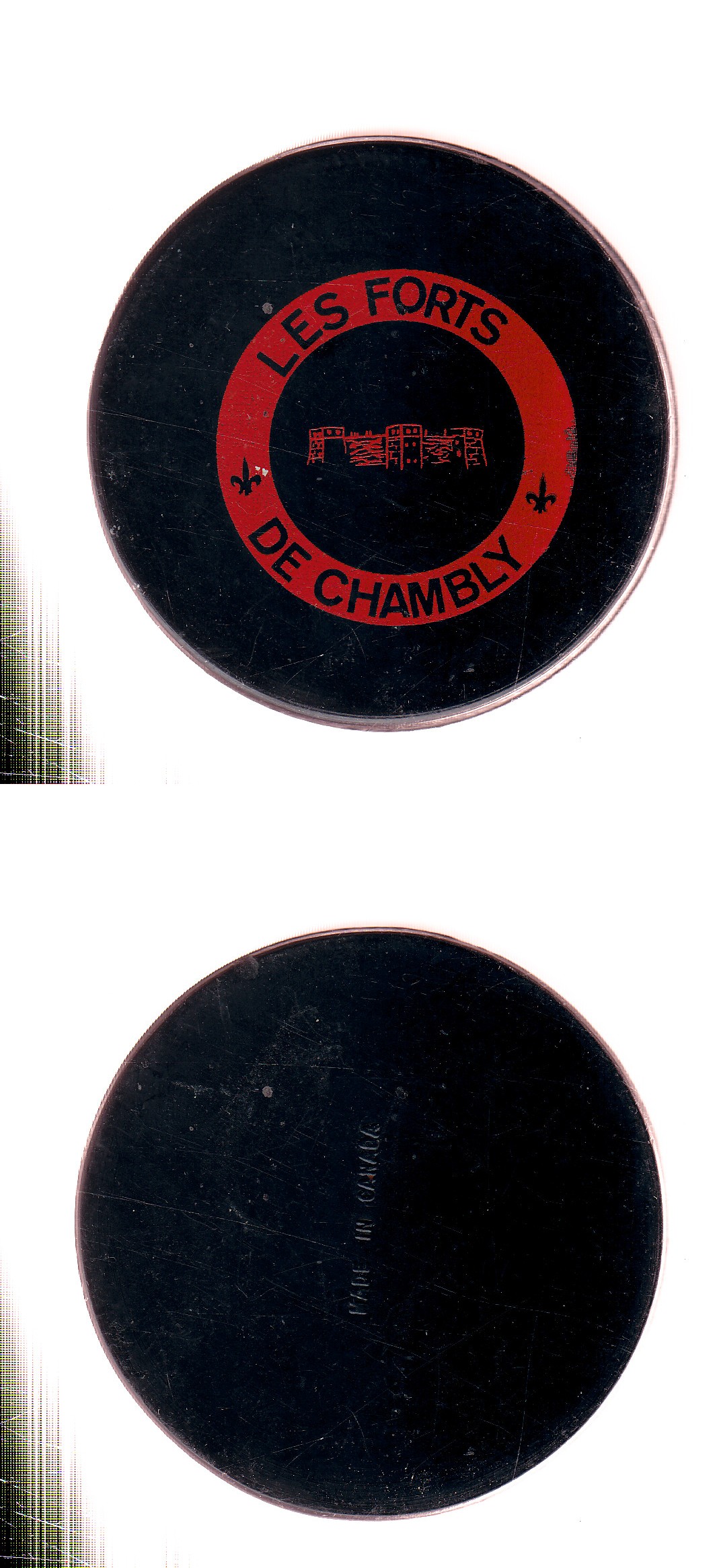1970-74 BILTRITE CHAMBLY FORTS GAME PUCK photo