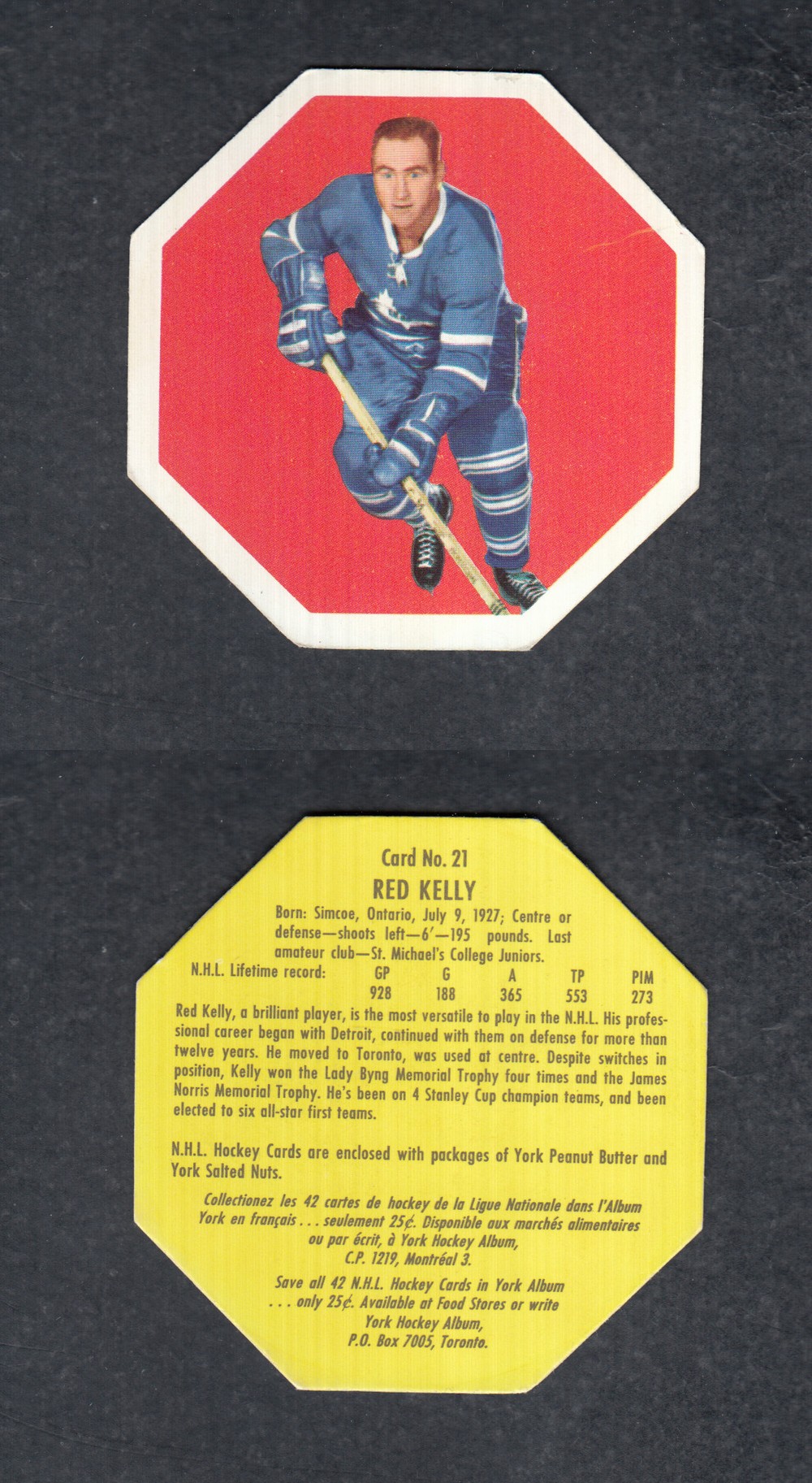 1961-62 YORK HOCKEY CARD #21 R. KELLY photo