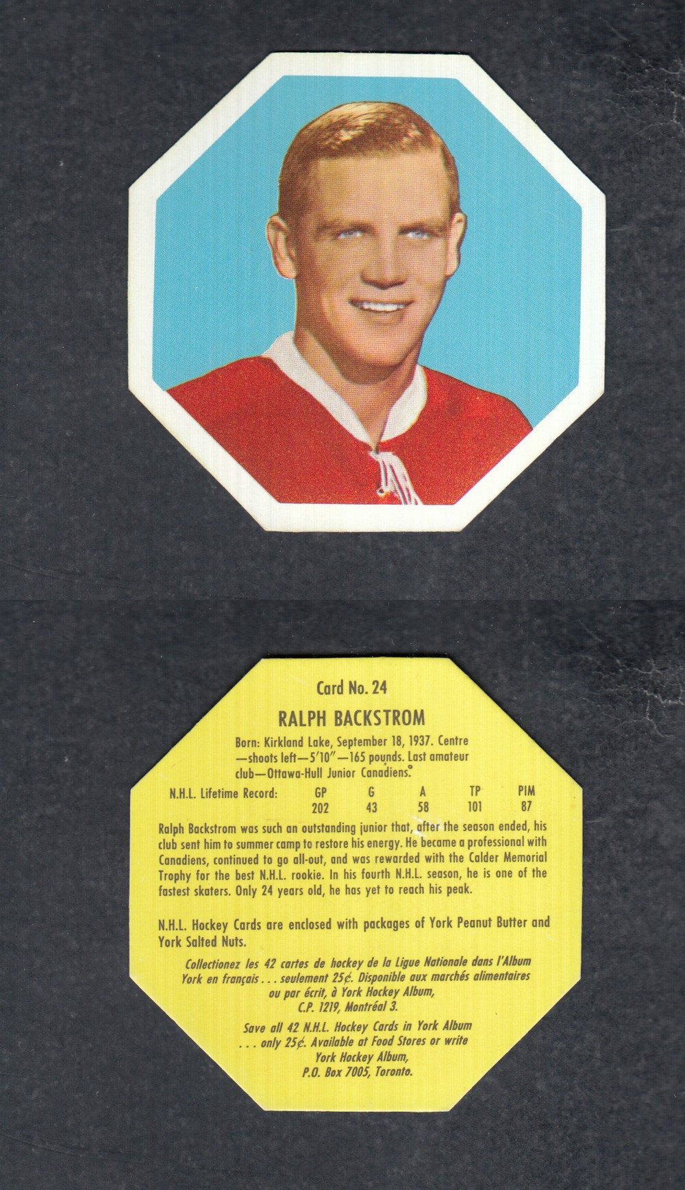 1961-62 YORK HOCKEY CARD #24 R. BACKSTROM photo