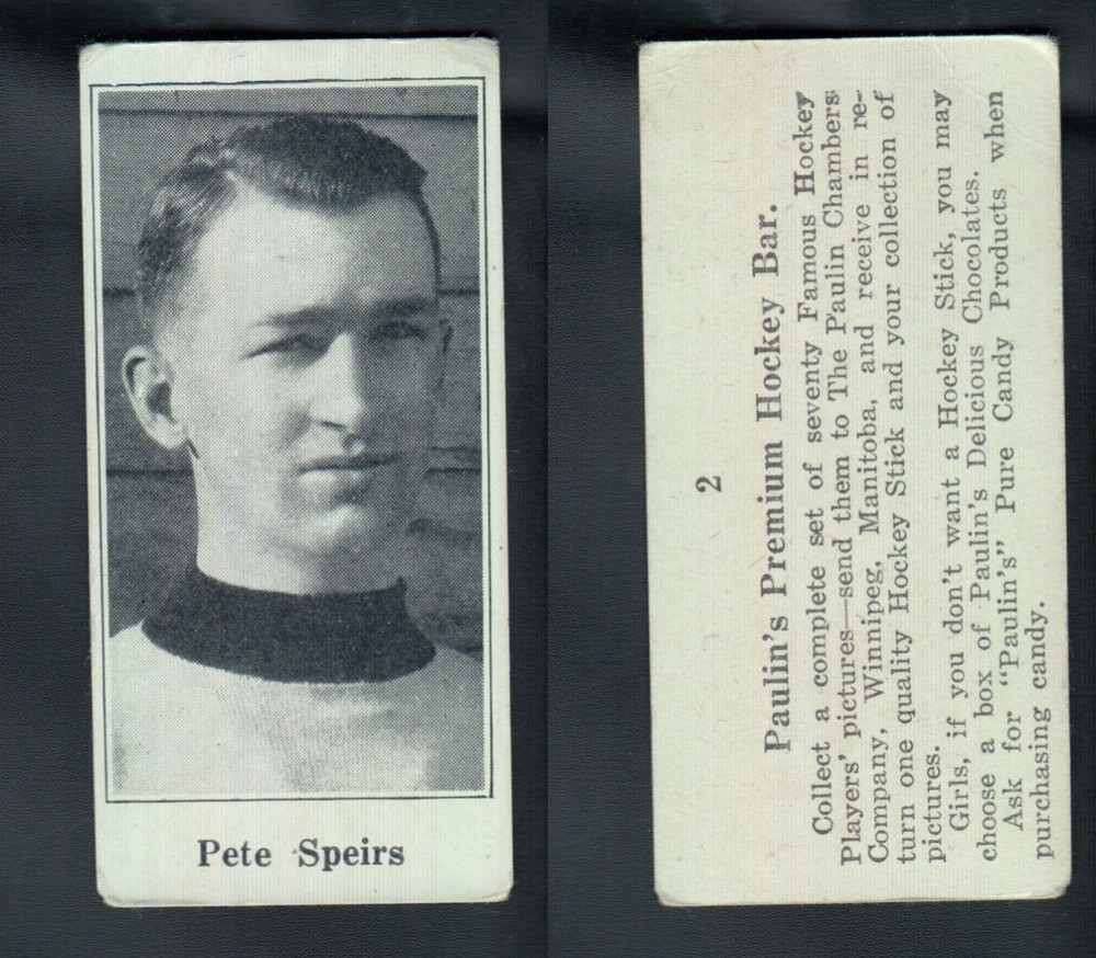 1923-24 PAULIN'S CANDY HOCKEY CARD #2 P.SPEIRS photo