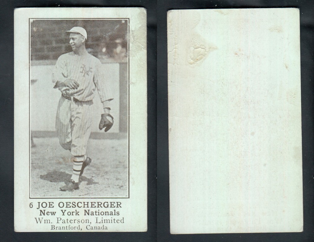 1922 WILLIAM PATERSON BASEBALL CARD #6 J. OESCHERGER photo