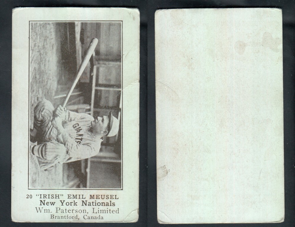 1922 WILLIAM PATERSON BASEBALL CARD #20 E. MEUSEL photo