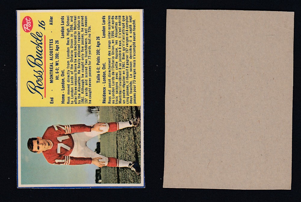 1963 CFL POST FOOTBALL CARD #16 R. BUCKLE photo