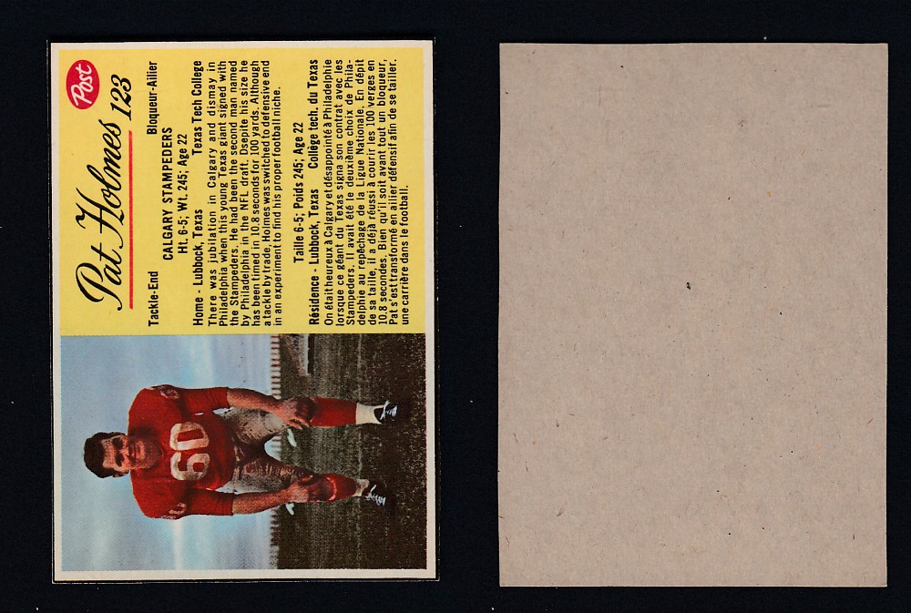 1963 CFL POST FOOTBALL CARD #123 P. HOLMES  photo