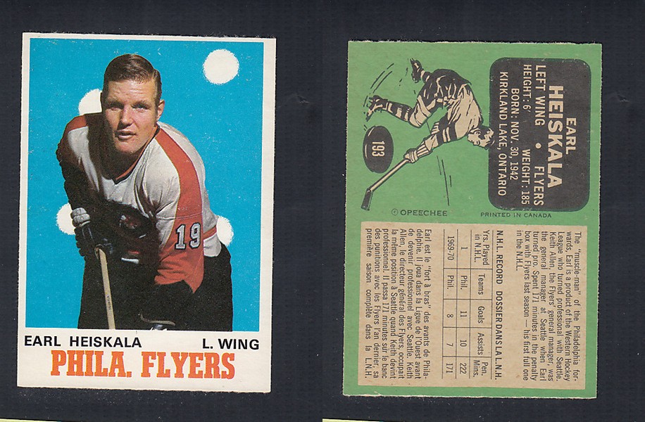 1970-71 O-PEE-CHEE HOCKEY CARD  #193 E. HEISKALA photo