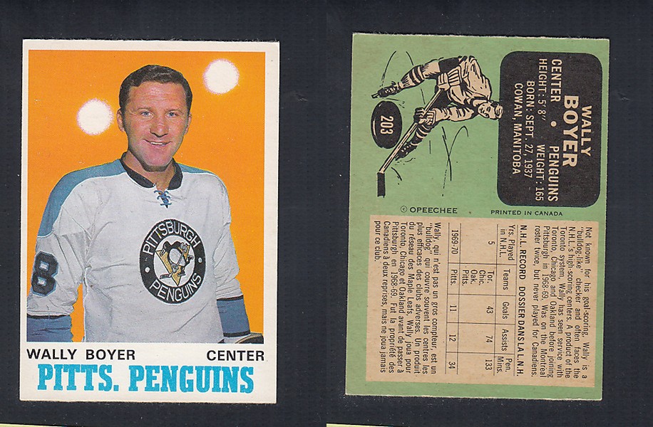 1970-71 O-PEE-CHEE HOCKEY CARD  #203 W. BOYER photo