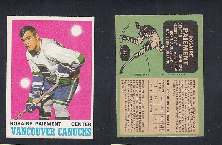 1970-71 O-PEE-CHEE HOCKEY CARD  #226 R. PAIEMENT photo