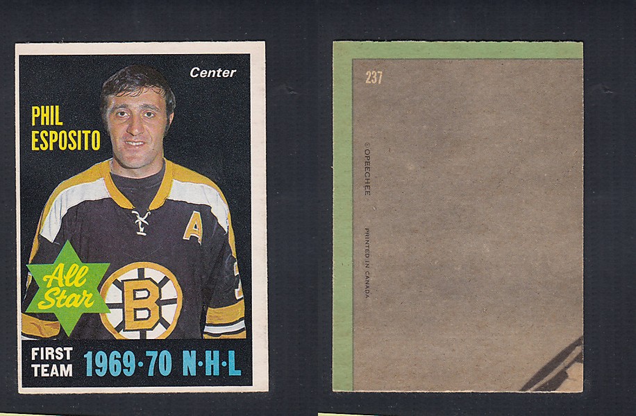 1970-71 O-PEE-CHEE HOCKEY CARD  #237 ALL STAR: PHIL ESPOSITO photo