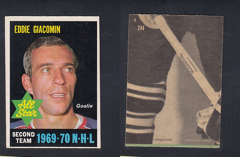 1970-71 O-PEE-CHEE HOCKEY CARD  #244 ALL STAR: EDDIE GIACOMIN photo