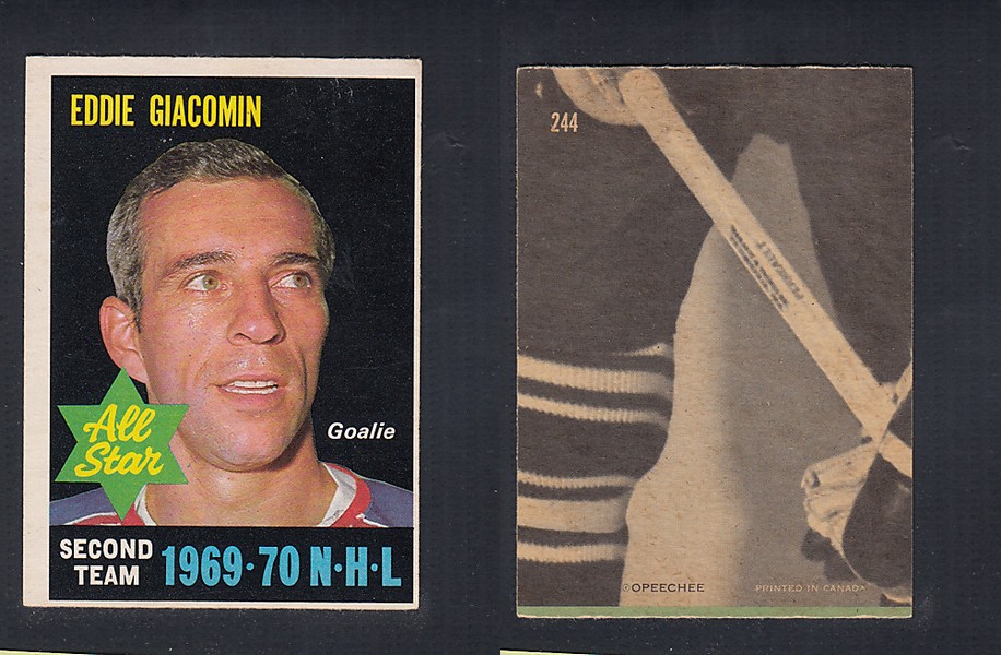 1970-71 O-PEE-CHEE HOCKEY CARD  #244 ALL STAR: EDDIE GIACOMIN photo