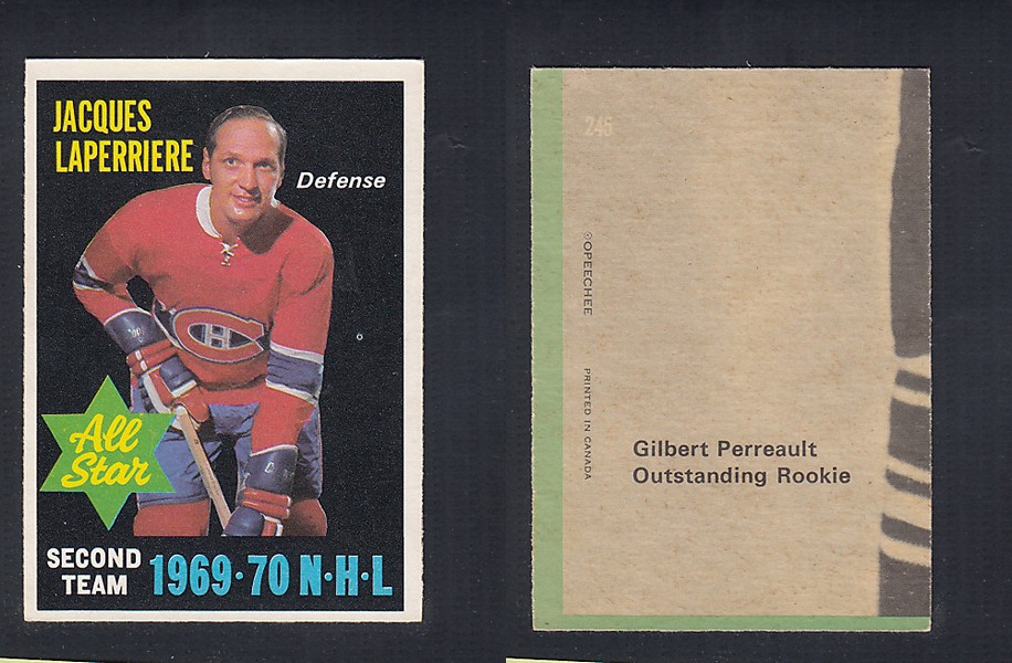 1970-71 O-PEE-CHEE HOCKEY CARD  #245 ALL STAR: JACQUES LAPERRIERE photo