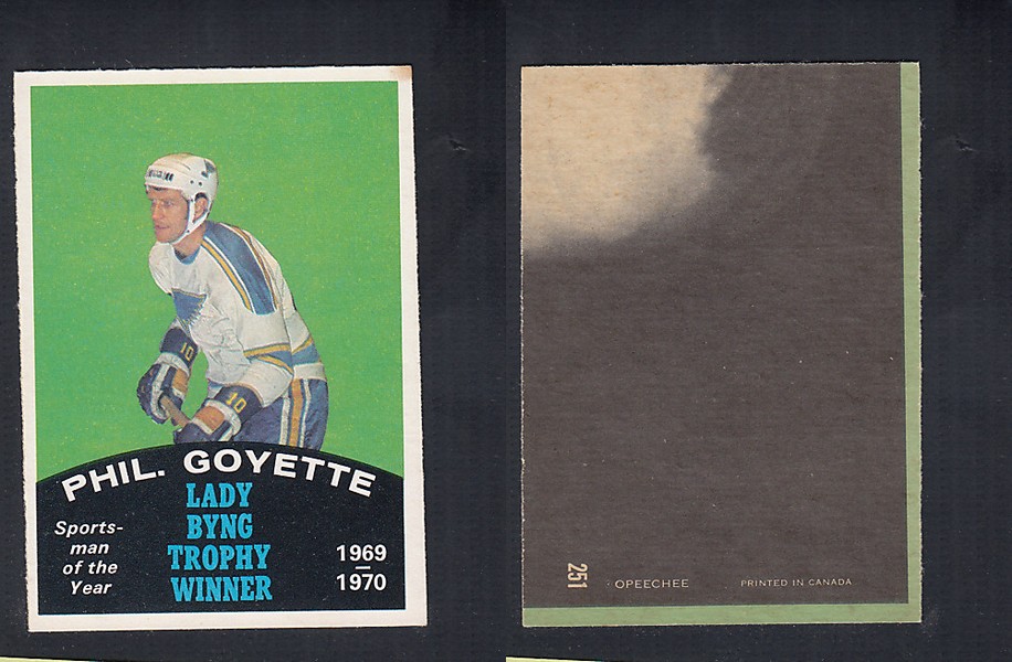 1970-71 O-PEE-CHEE HOCKEY CARD  #251 LADY BYNG TROPHY AWARD WINNER: PHIL. GOYETTE photo