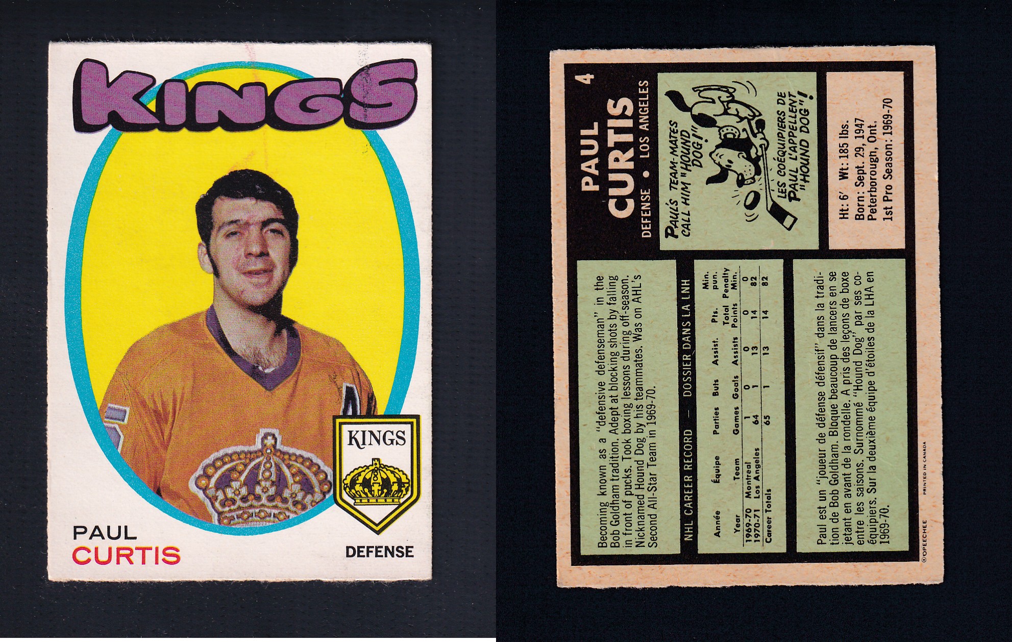 1971-72 O-PEE-CHEE HOCKEY CARD #4 P. CURTIS photo