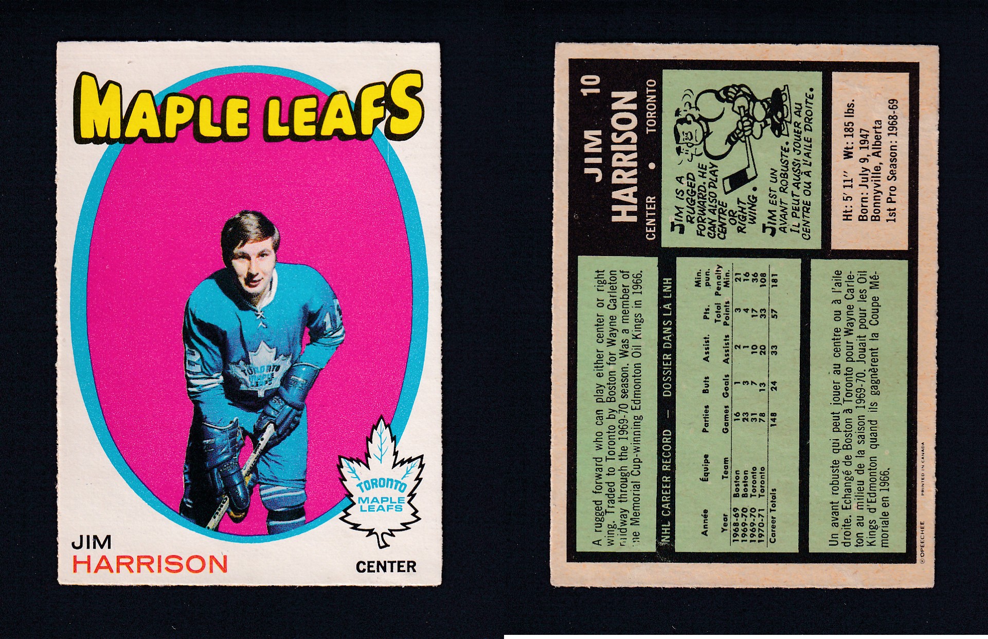 1971-72 O-PEE-CHEE HOCKEY CARD #10 J. HARRISON photo