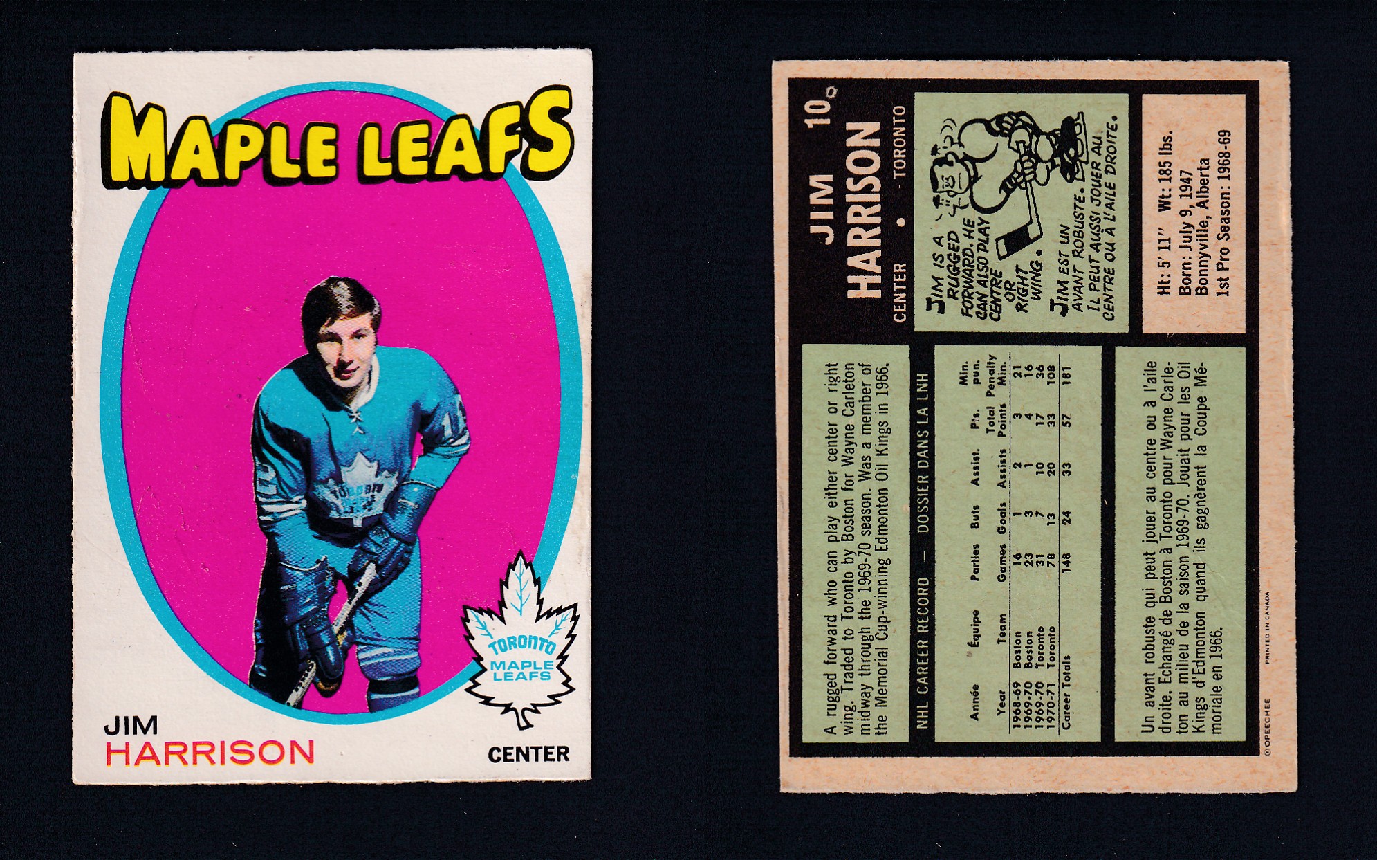 1971-72 O-PEE-CHEE HOCKEY CARD #10 J. HARRISON photo