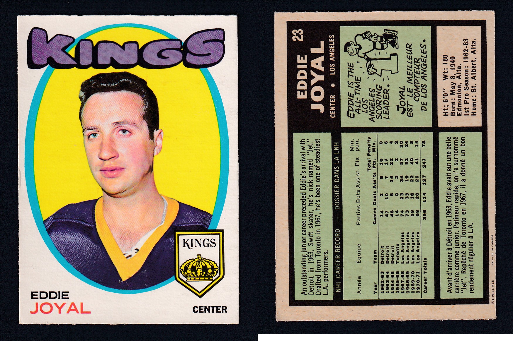 1971-72 O-PEE-CHEE HOCKEY CARD #23 E. JOYAL photo