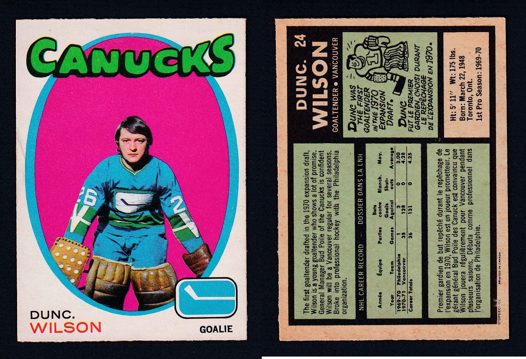 1971-72 O-PEE-CHEE HOCKEY CARD #24 D. WILSON photo