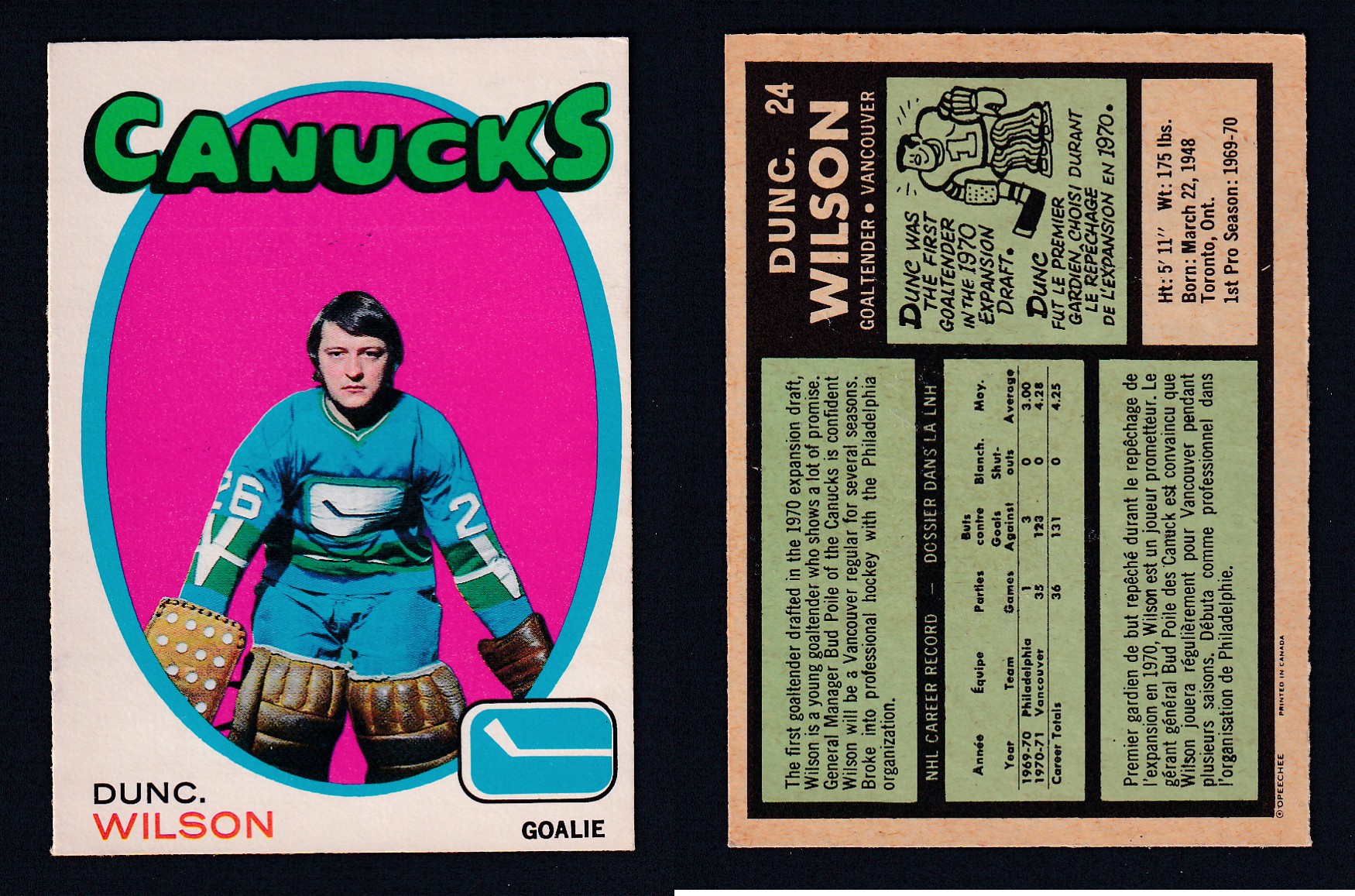 1971-72 O-PEE-CHEE HOCKEY CARD #24 D. WILSON photo