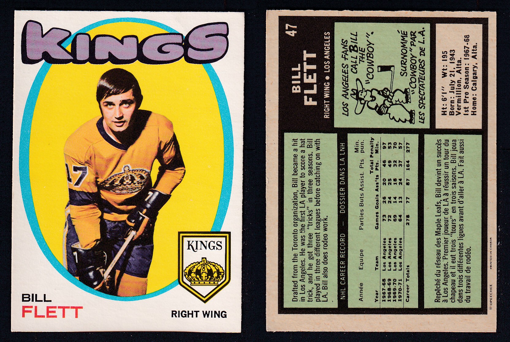 1971-72 O-PEE-CHEE HOCKEY CARD #47 B. FLETT photo