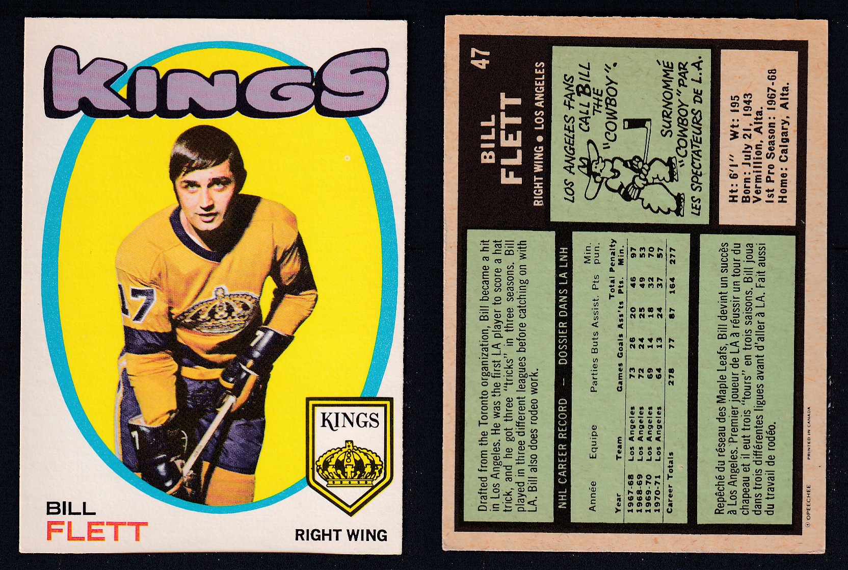 1971-72 O-PEE-CHEE HOCKEY CARD #47 B. FLETT photo