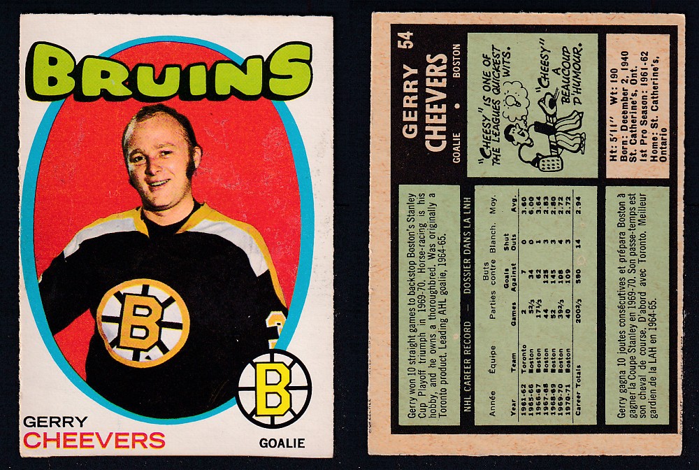 1971-72 O-PEE-CHEE HOCKEY CARD #54 G. CHEEVERS photo