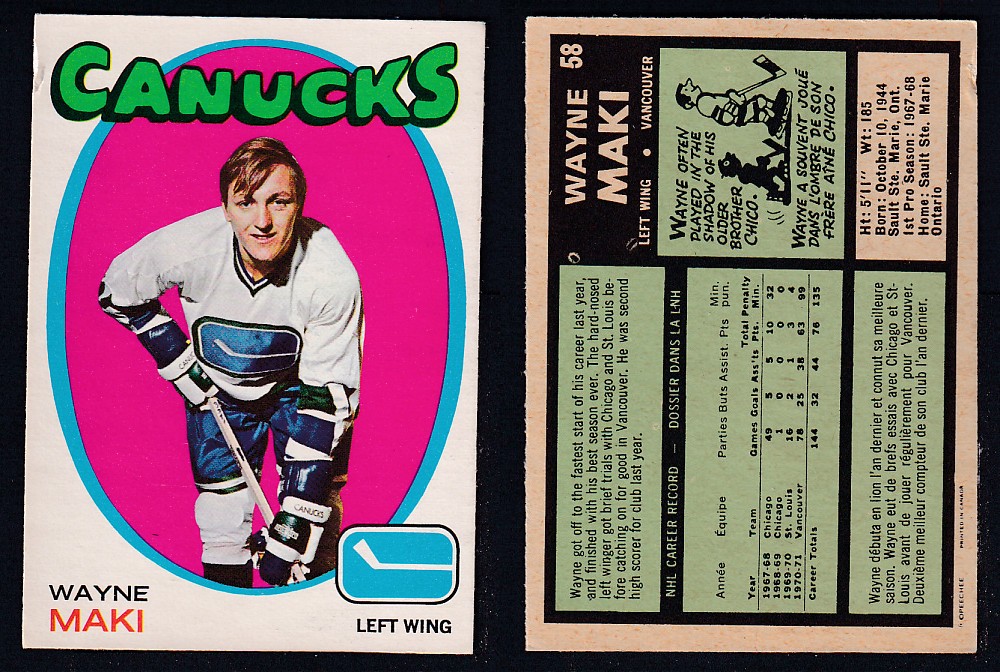 1971-72 O-PEE-CHEE HOCKEY CARD #58 W. MAKI photo