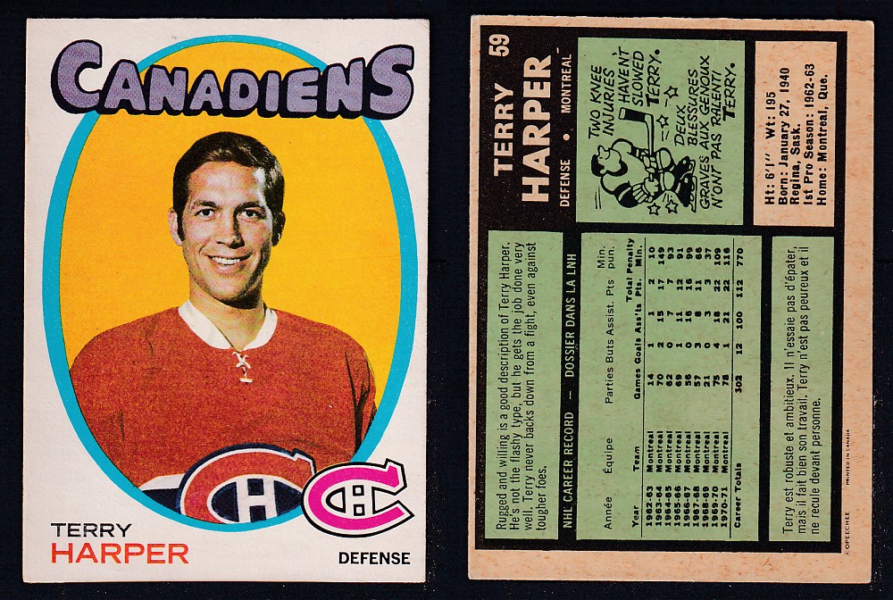 1971-72 O-PEE-CHEE HOCKEY CARD #59 T. HARPER photo