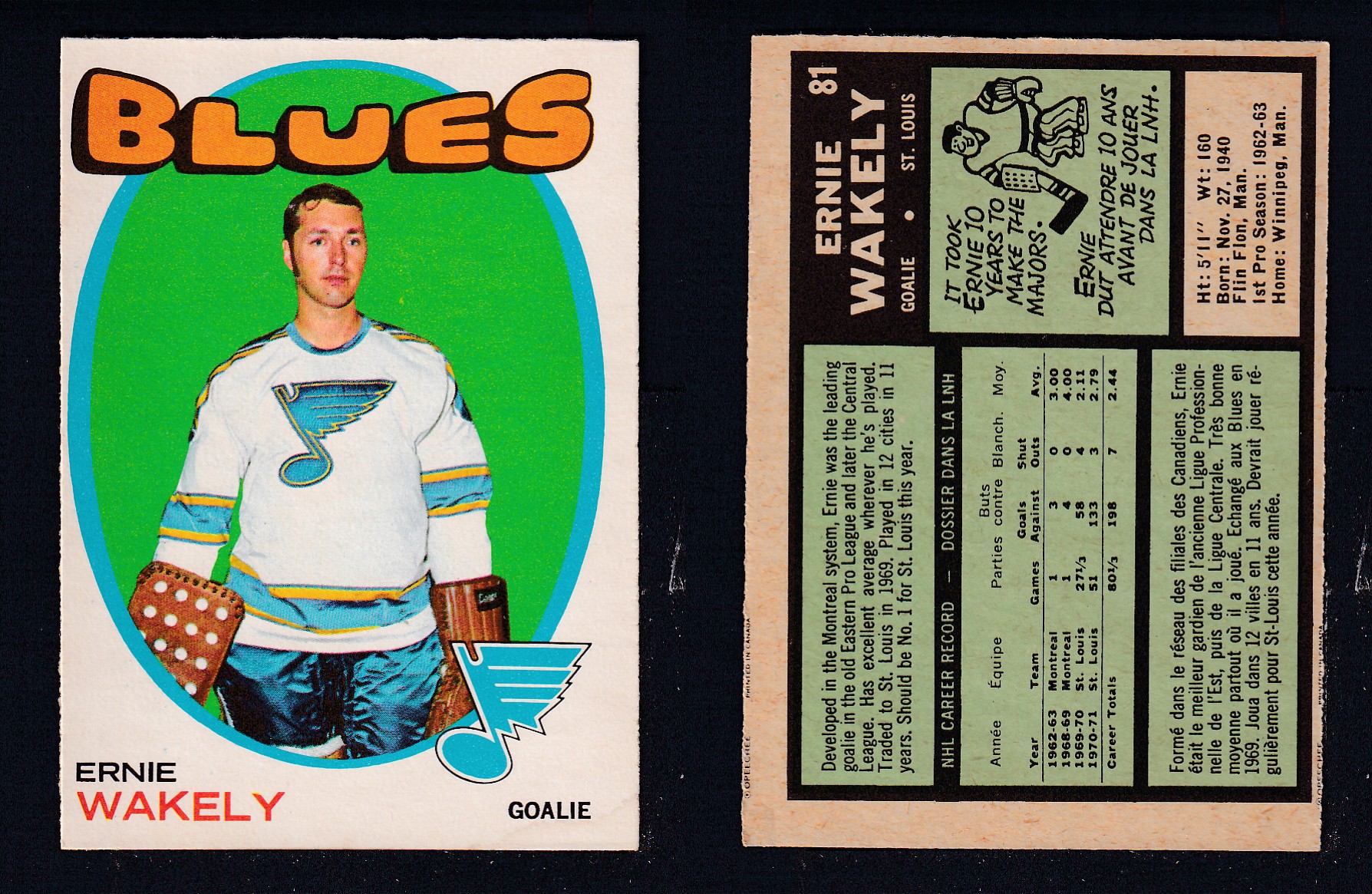 1971-72 O-PEE-CHEE HOCKEY CARD #81 E. WAKELY photo