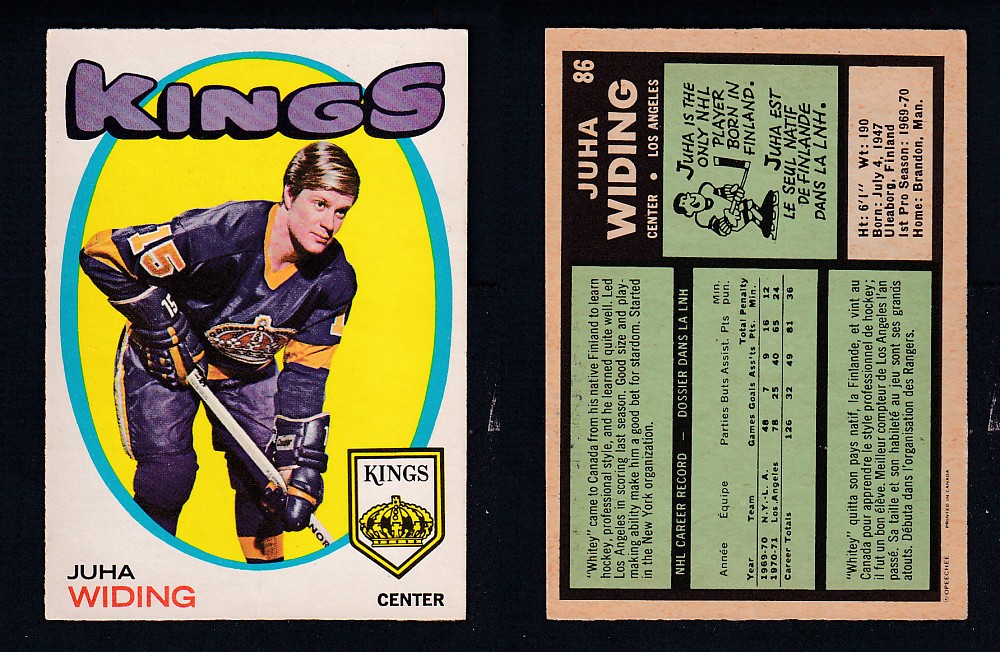 1971-72 O-PEE-CHEE HOCKEY CARD #86 J. WIDING photo