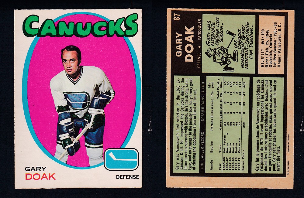 1971-72 O-PEE-CHEE HOCKEY CARD #87 G. DOAK photo