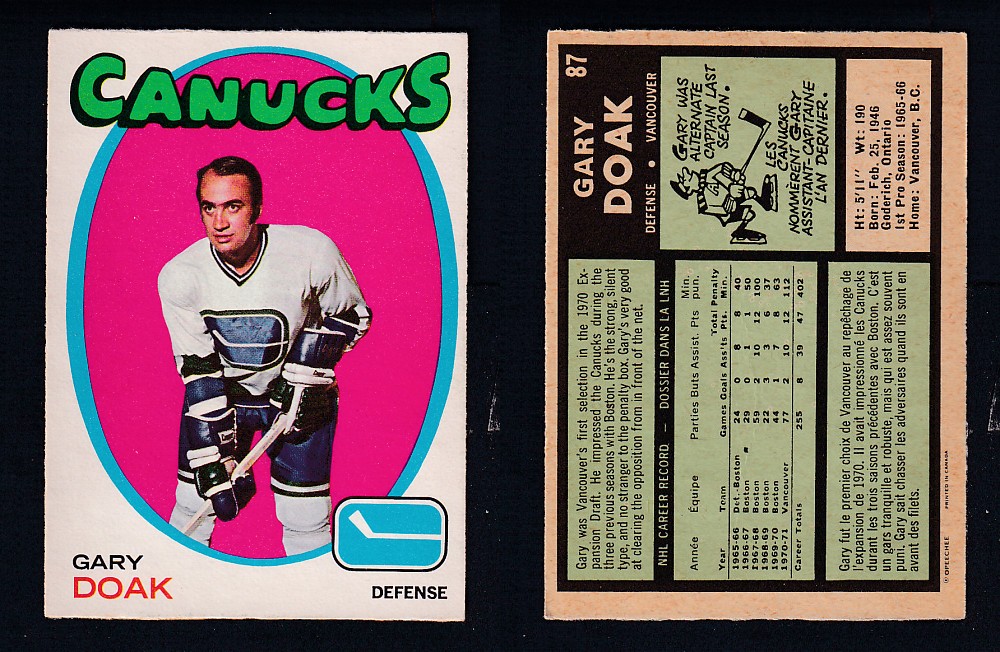 1971-72 O-PEE-CHEE HOCKEY CARD #87 G. DOAK photo