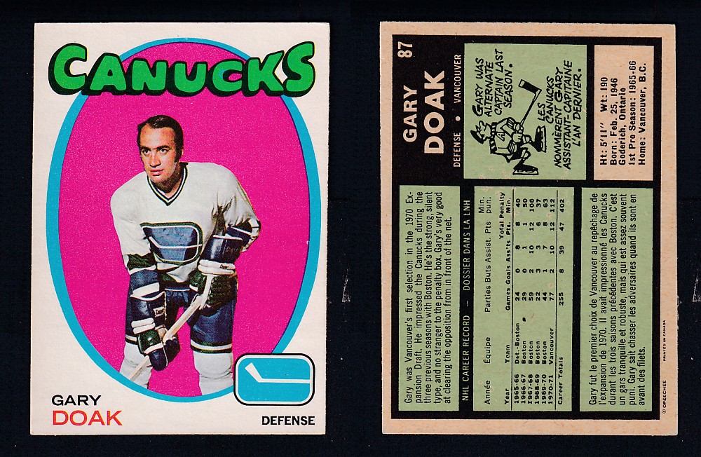 1971-72 O-PEE-CHEE HOCKEY CARD #87 G. DOAK photo