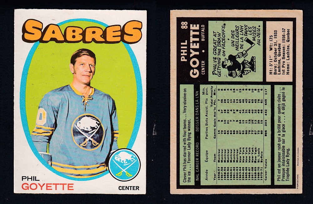 1971-72 O-PEE-CHEE HOCKEY CARD #88 P. GOYETTE photo