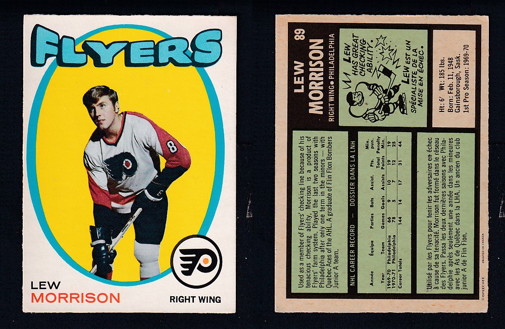 1971-72 O-PEE-CHEE HOCKEY CARD #89 L. MORRISON photo