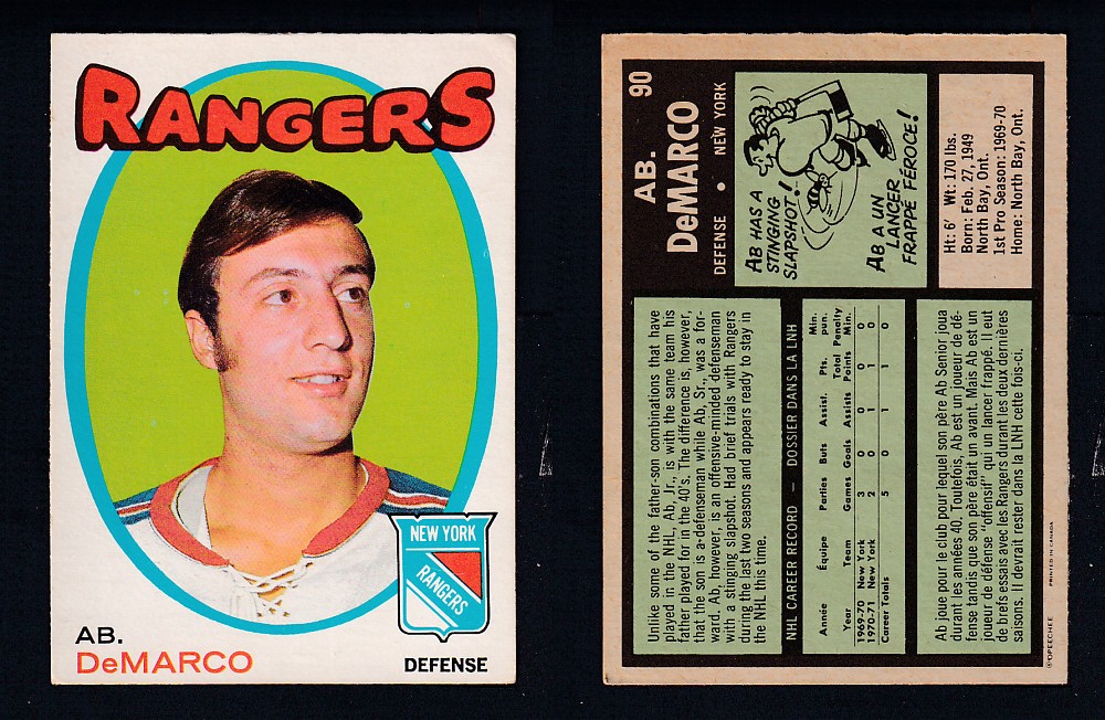 1971-72 O-PEE-CHEE HOCKEY CARD #90 AB. DeMARCO photo