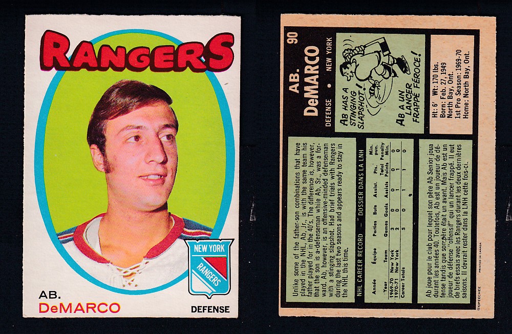 1971-72 O-PEE-CHEE HOCKEY CARD #90 AB. DeMARCO photo