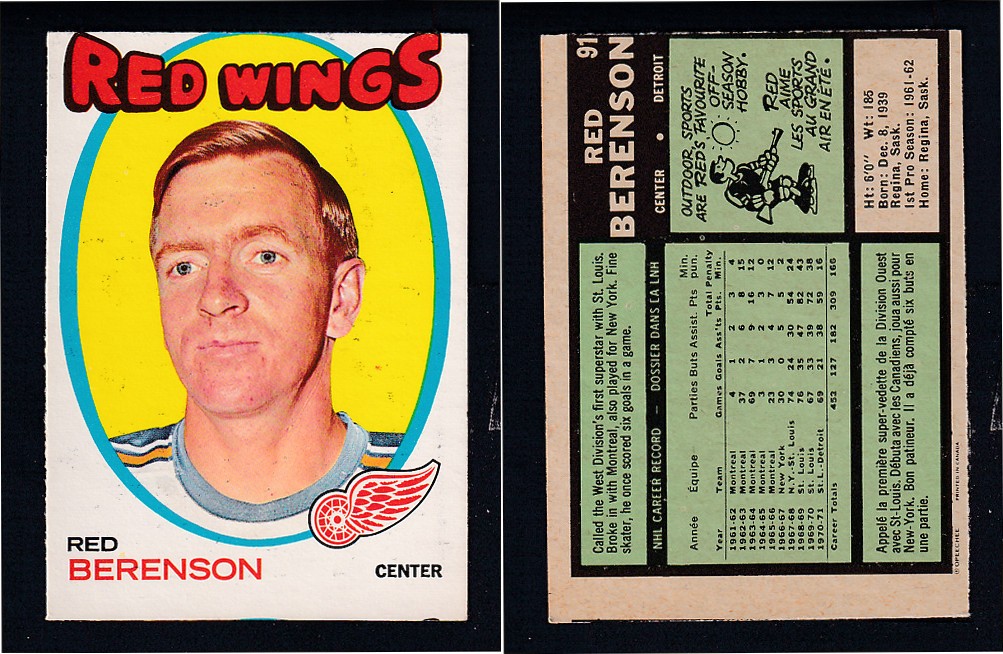 1971-72 O-PEE-CHEE HOCKEY CARD #91 R. BERENSON photo