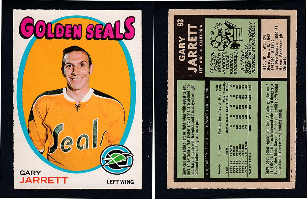 1971-72 O-PEE-CHEE HOCKEY CARD #93 G. JARRETT photo