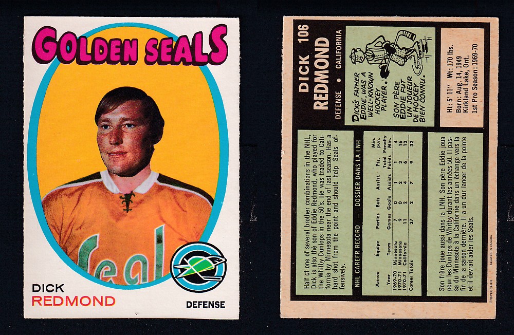 1971-72 O-PEE-CHEE HOCKEY CARD #106 D. REDMOND photo