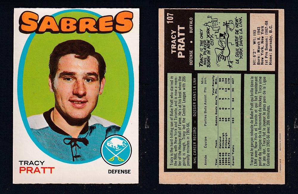 1971-72 O-PEE-CHEE HOCKEY CARD #107 T. PRATT photo