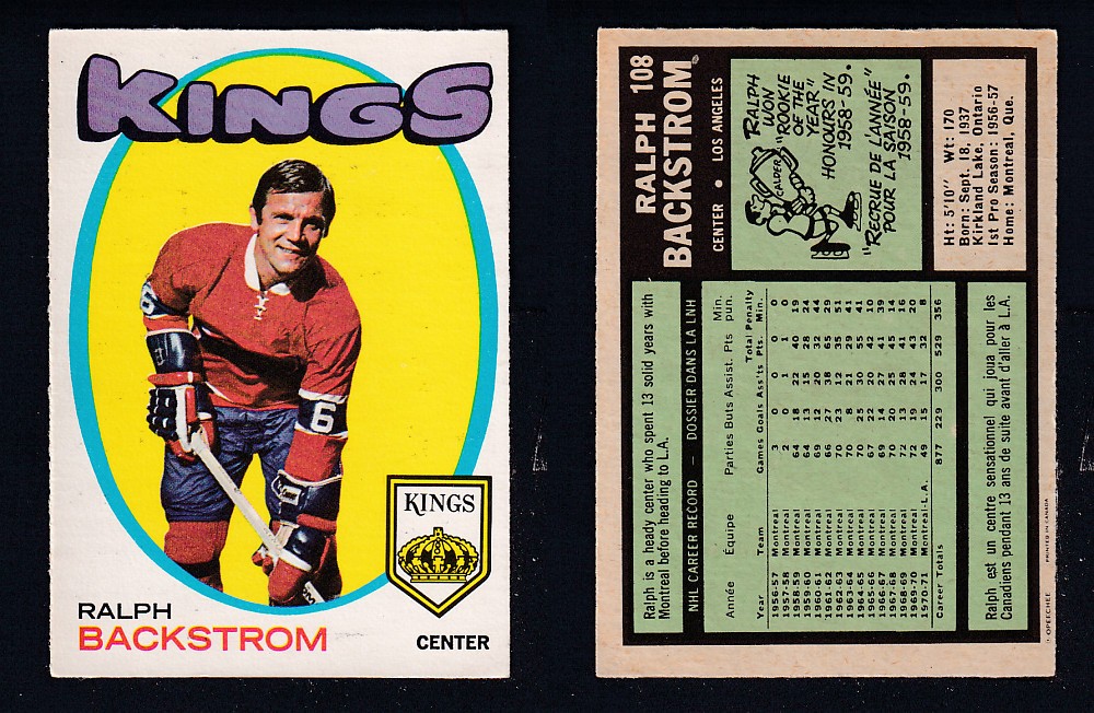 1971-72 O-PEE-CHEE HOCKEY CARD #108 R. BACKSTROM photo