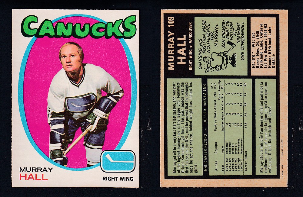 1971-72 O-PEE-CHEE HOCKEY CARD #109 M. HALL photo