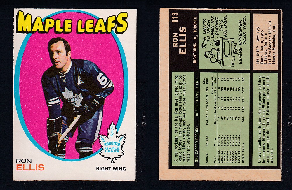 1971-72 O-PEE-CHEE HOCKEY CARD #113 R. ELLIS photo