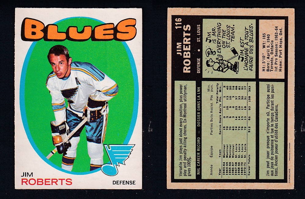 1971-72 O-PEE-CHEE HOCKEY CARD #116 J. ROBERTS photo