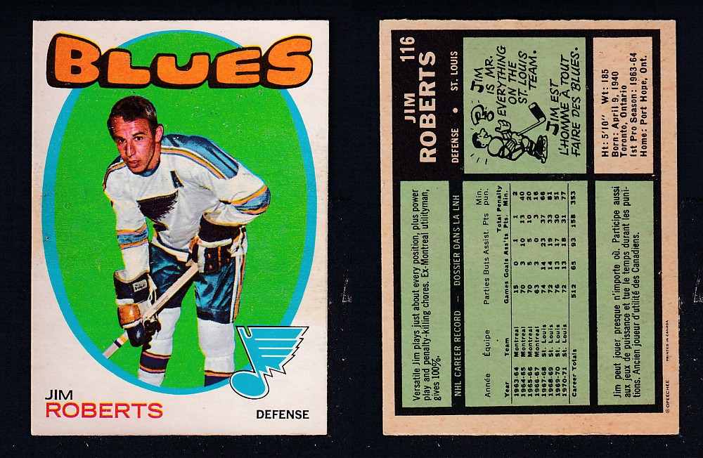 1971-72 O-PEE-CHEE HOCKEY CARD #116 J. ROBERTS photo