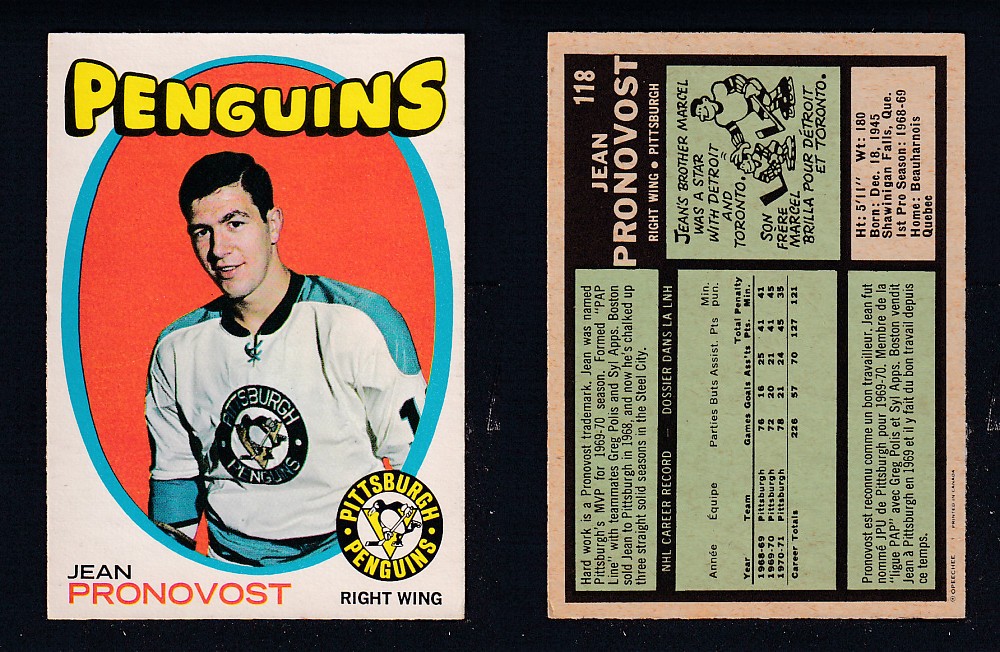 1971-72 O-PEE-CHEE HOCKEY CARD #118 J. PRONOVOST photo