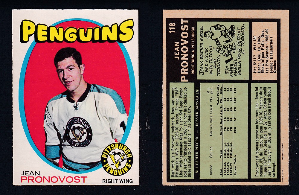 1971-72 O-PEE-CHEE HOCKEY CARD #118 J. PRONOVOST photo