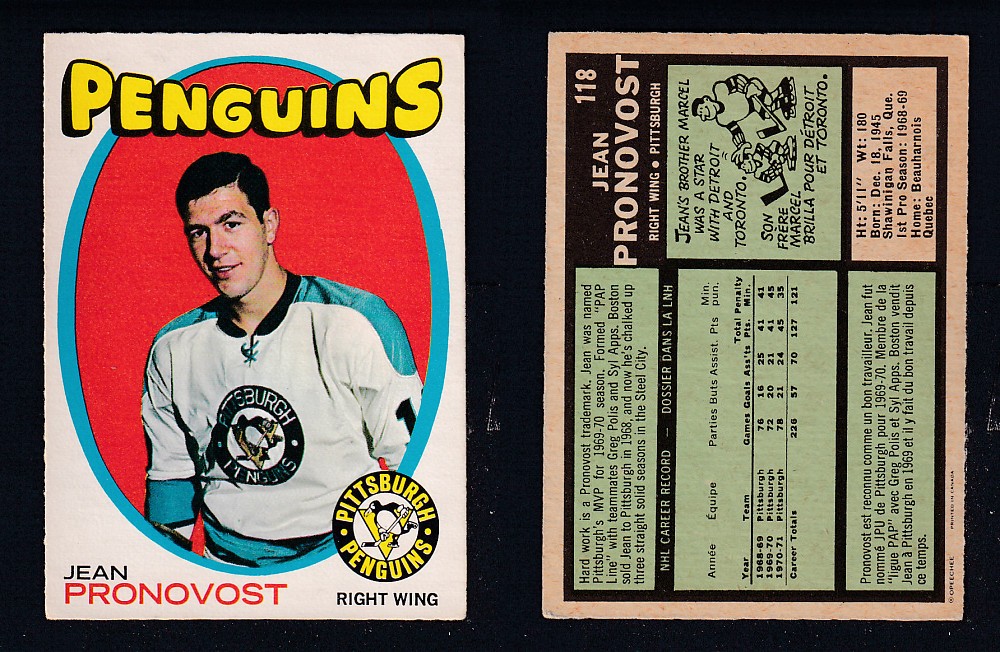 1971-72 O-PEE-CHEE HOCKEY CARD #118 J. PRONOVOST photo